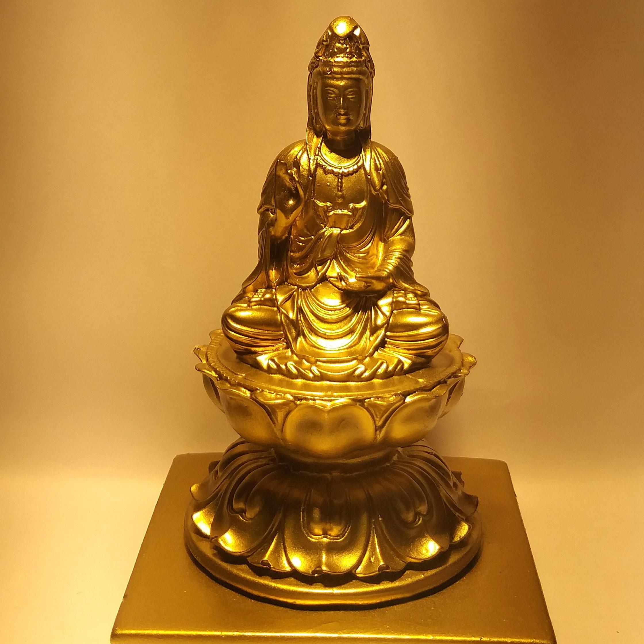 Tượng Phật Bà Quan Âm sơn màu đồng đẹp