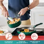 Bộ nồi chảo chống dính 5 món SUNHOUSE AM1101G - Không dùng với bếp từ - Chất liệu hợp kim nhôm siêu bền - Tay cầm chống bỏng - Hàng Chính hãng