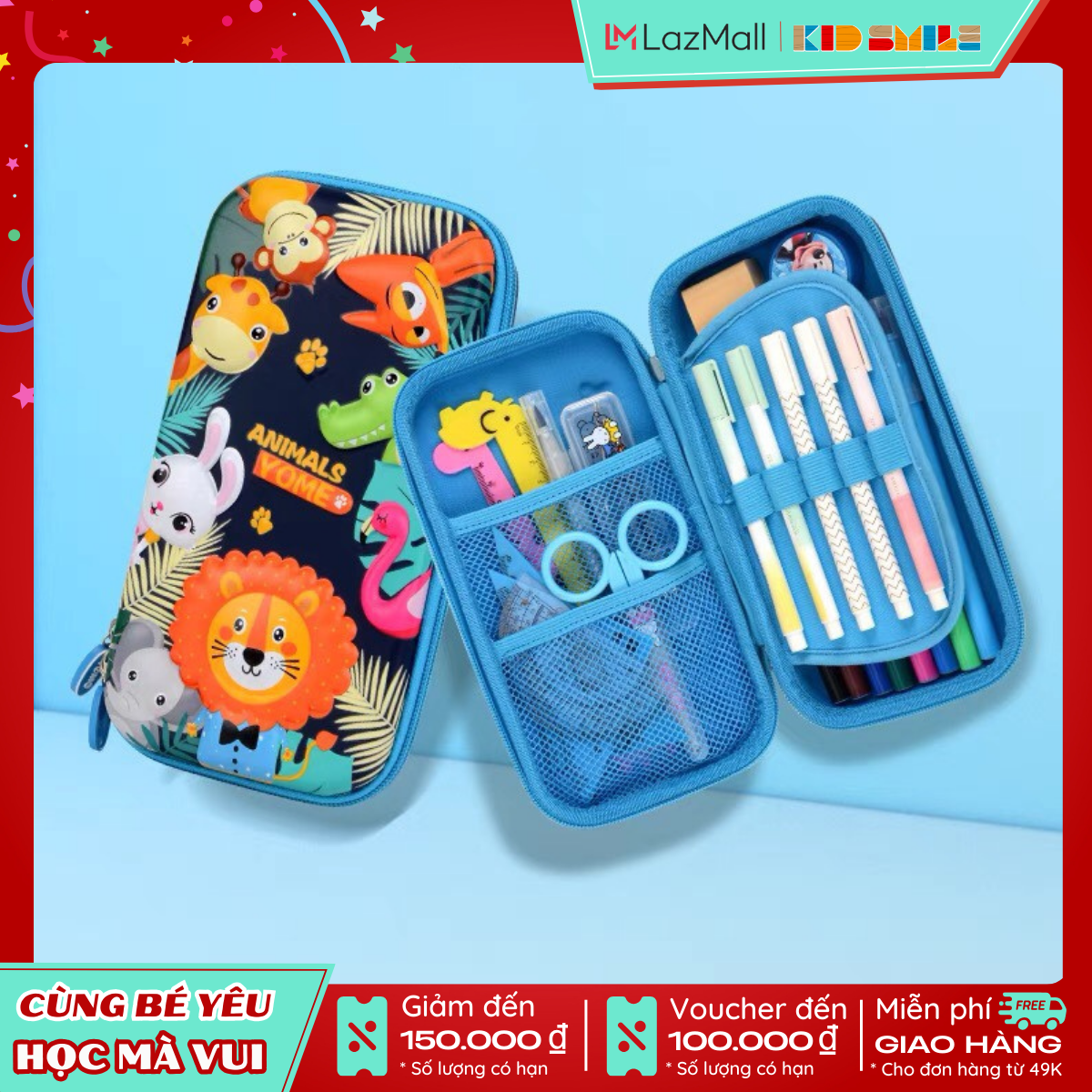 Hộp đựng bút học sinh size lớn, chất liệu PU cao cấp, nhiều ngăn, khoang rộng đựng được nhiều bút họa tiết 3D bắt mắt