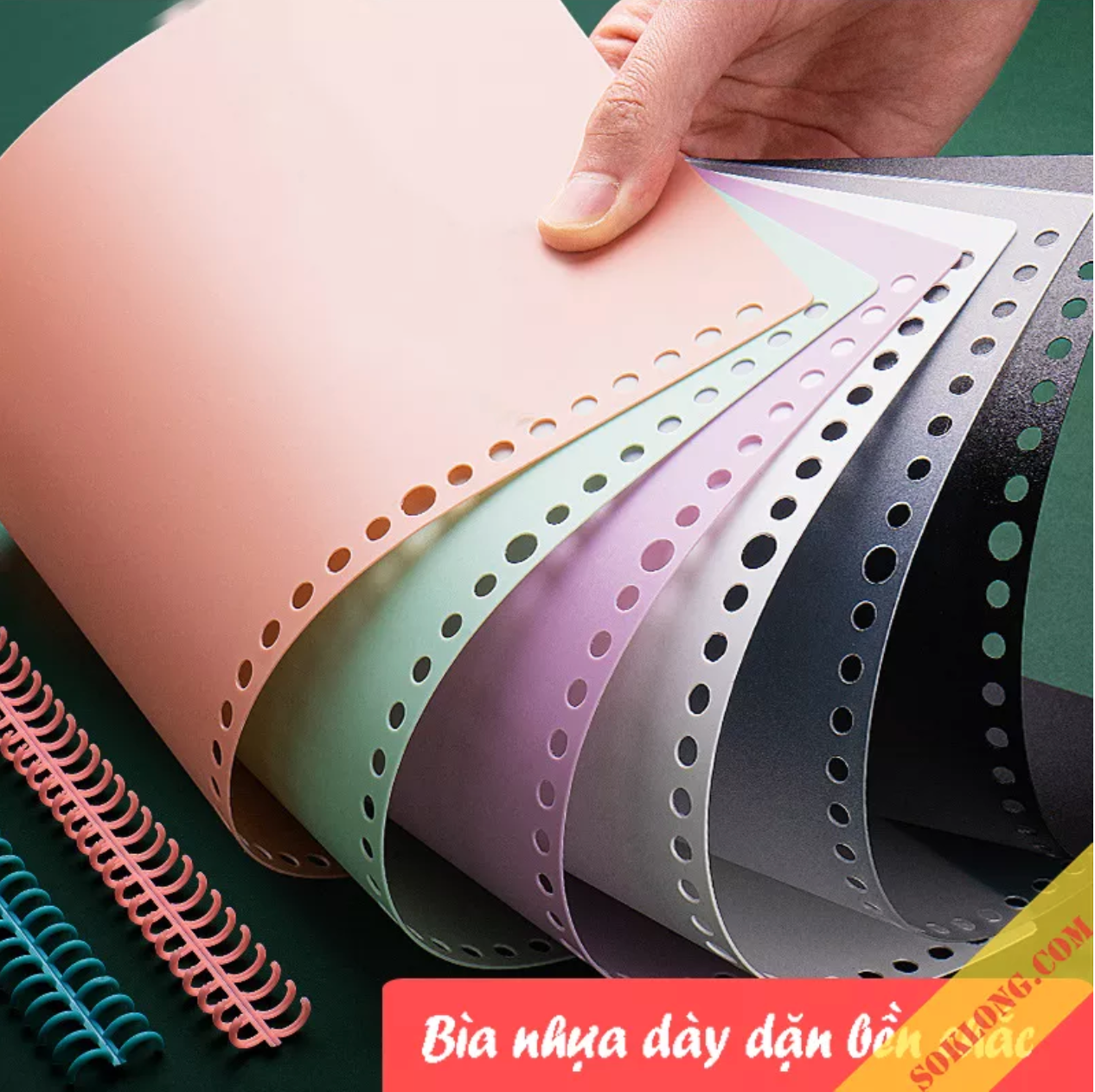 Set 2 bìa nhựa binder B5 Pastel 26 chấu P16 kiêm tab phân trang sổ còng -vpp Tue Minh