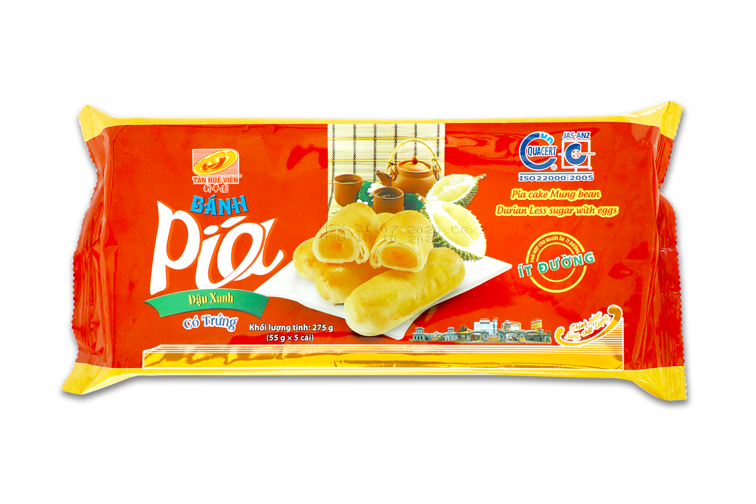 BÁNH PÍA ÍT ĐƯỜNG NHÂN ĐẬU XANH SẦU RIÊNG TÂN HUÊ VIÊN