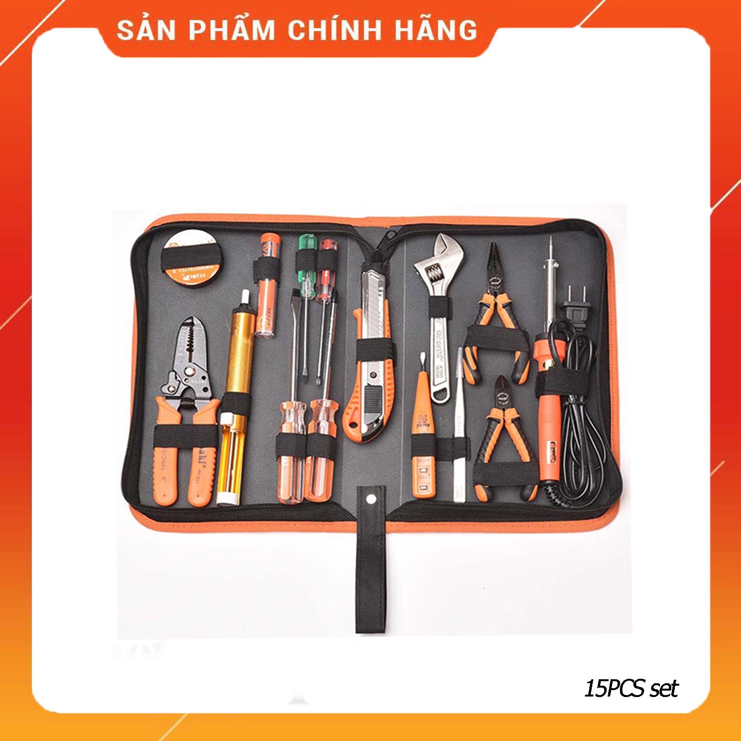Bộ dụng cụ sửa chữa 15 chi tiết asaki ak-9830