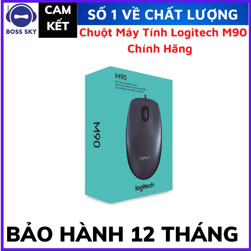 Chuột có dây Logitech M90 - Siêu bền, siêu tiết kiệm, nhỏ gọn, thiết kế ôm tay