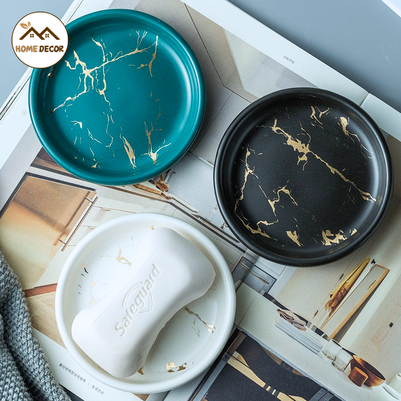 Kệ Đựng Xà Bông Cục, Khay Đựng Xà Bông Đá Vân Cẩm Thạch Cao Cấp Phủ Bóng