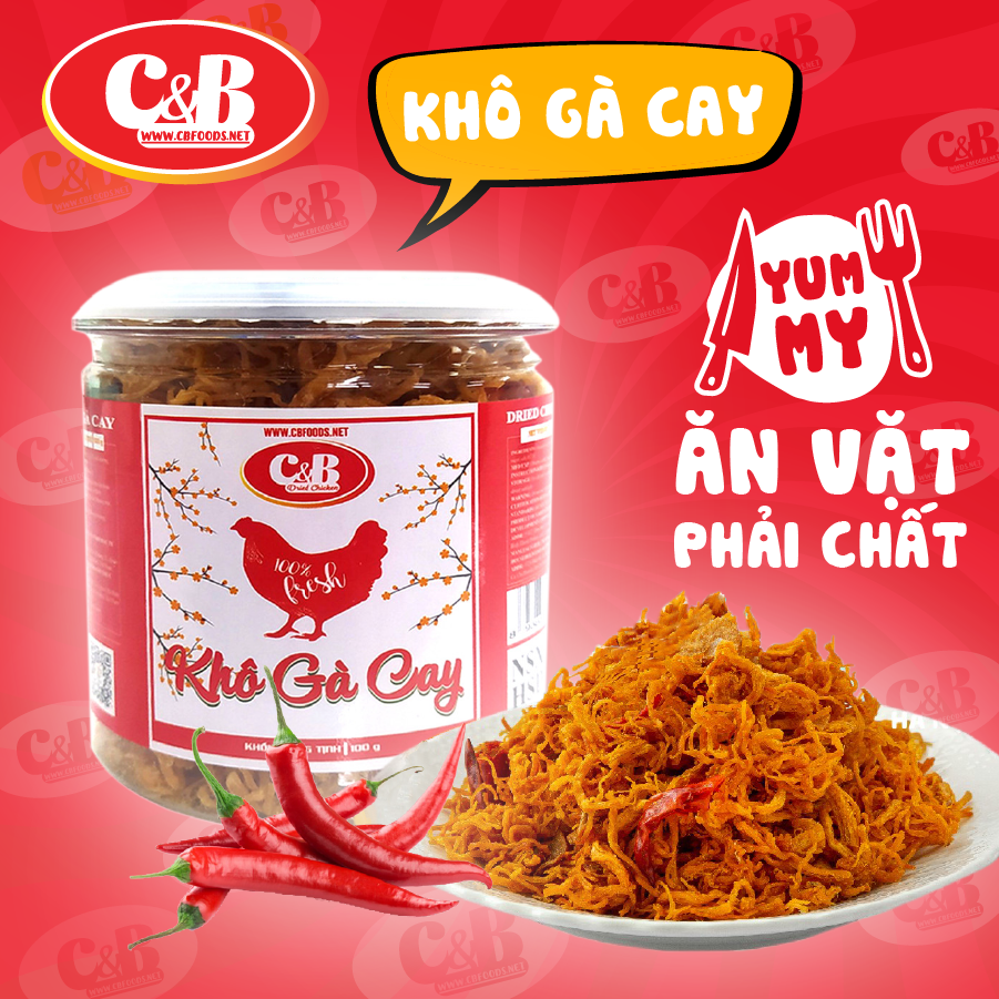 Khô gà cay c&b - hộp 100g