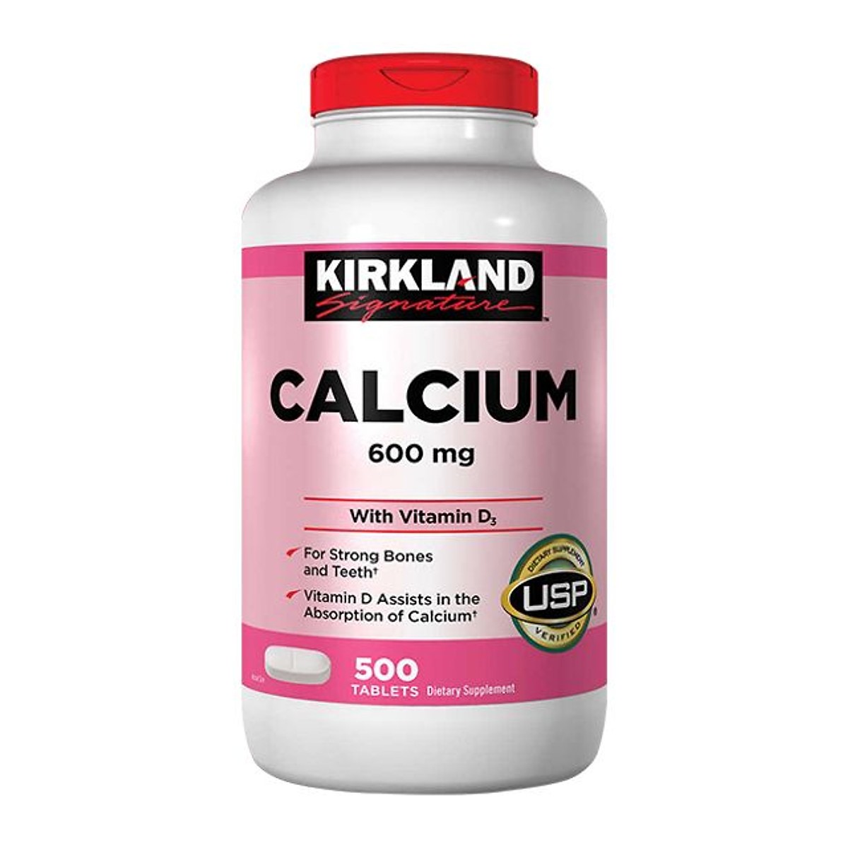 Viên uống bổ sung Canxi 600mg và Vitamin D3 cho xương và răng - Kirkland Calcium 600mg With Vitamin D3 (500 Viên)