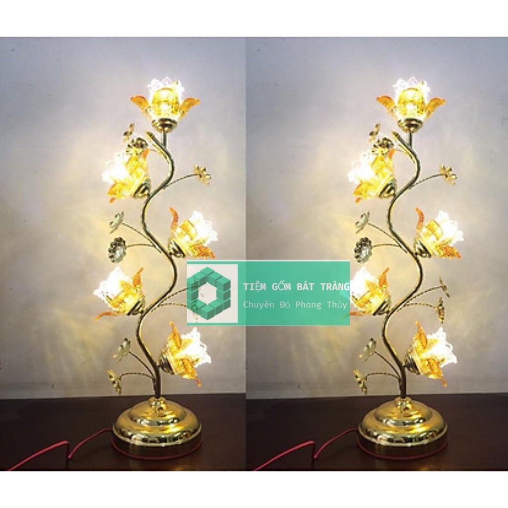 Đèn thờ điện bông pha lê cao 75cm