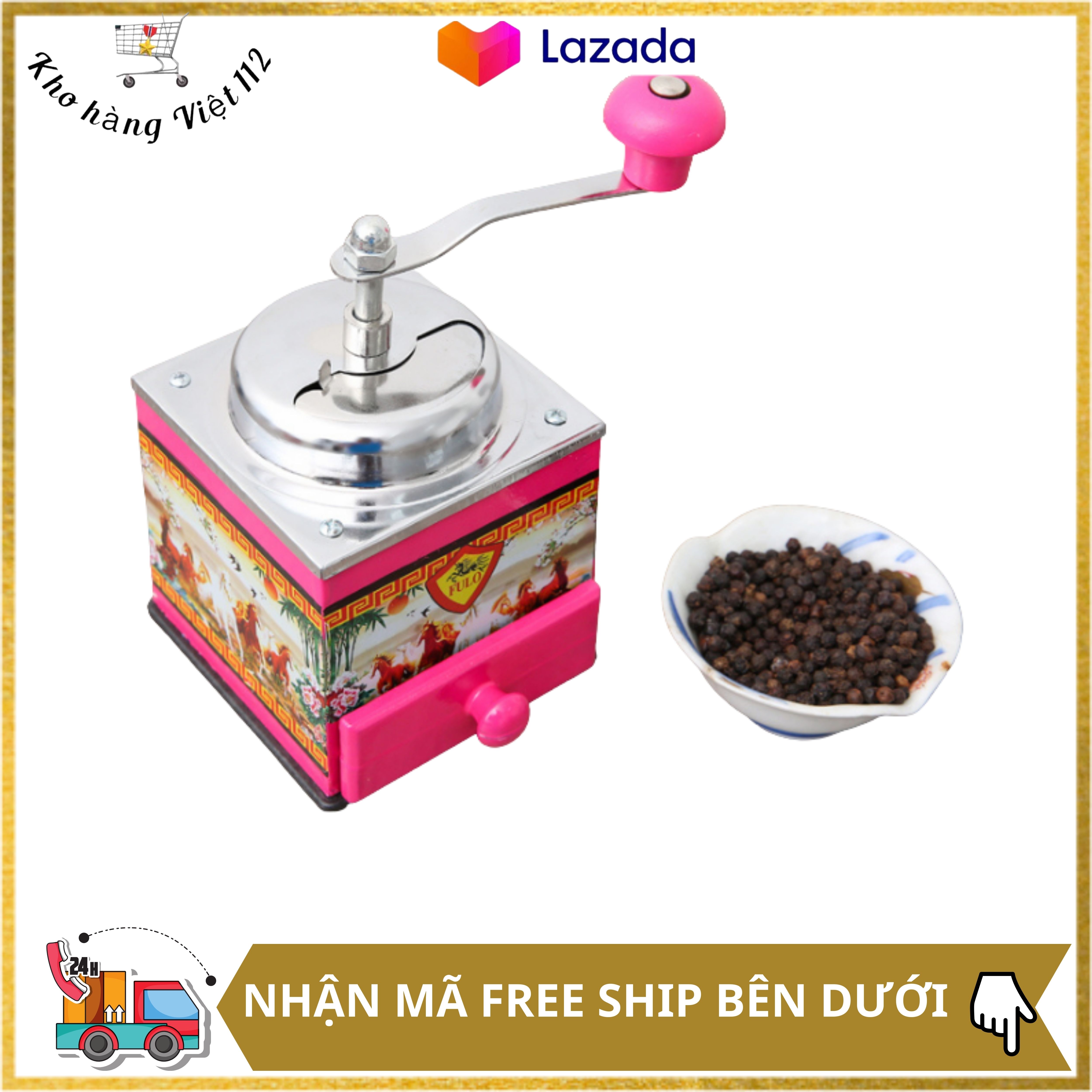 Dụng cụ xay tiêu , cafe , hạt lưỡi inox tay quay cao cấp