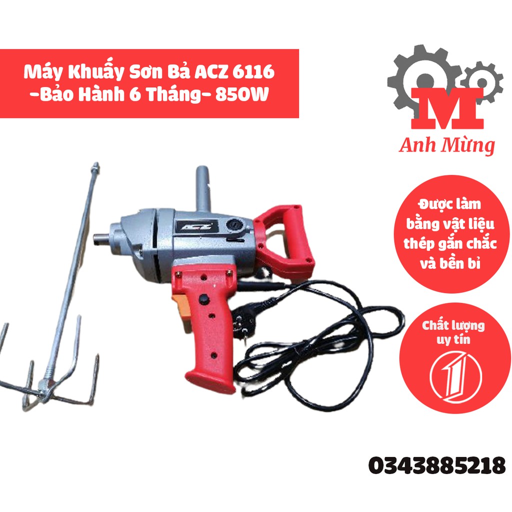 Máy khuấy sơn bả acz 6116 -bảo hành 6 tháng-công suất 850w