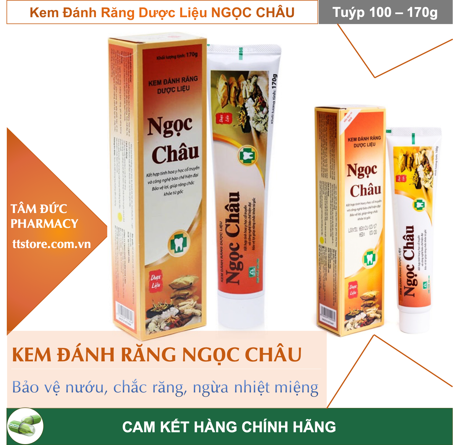 Kem đánh răng dược liệu ngọc châu - tuýp 100g - 170g