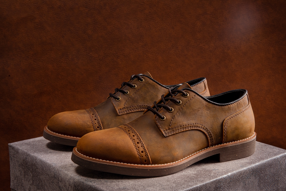 •Giày boot nam da bò sáp cao cấp cổ thấp • OXFORD 2.0 COMMANDO NÂU SÁP - Steeler, đế khâu, phong cách workwear.