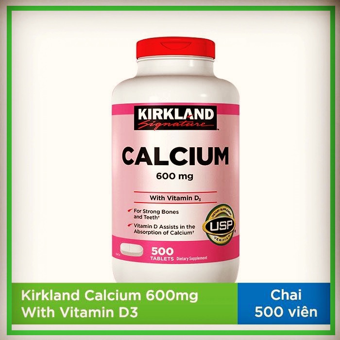Kirkland Signature Calcium 600mg + D3 chai 500 viên- Xuất xứ Mỹ