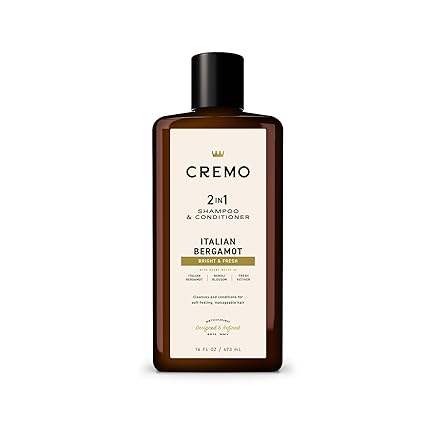 Dầu gội & dầu xả 2 trong 1 Cremo Italian Bergamot dành cho nam giới, hương thơm của cam bergamot Ý 473ml (Mỹ)