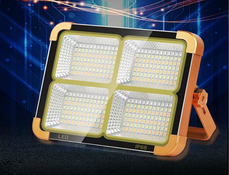 Đèn xách tay năng lượng mặt trời đa năng 300W siêu sáng D8 chống nước IP66 tặng kèm cáp sạc
