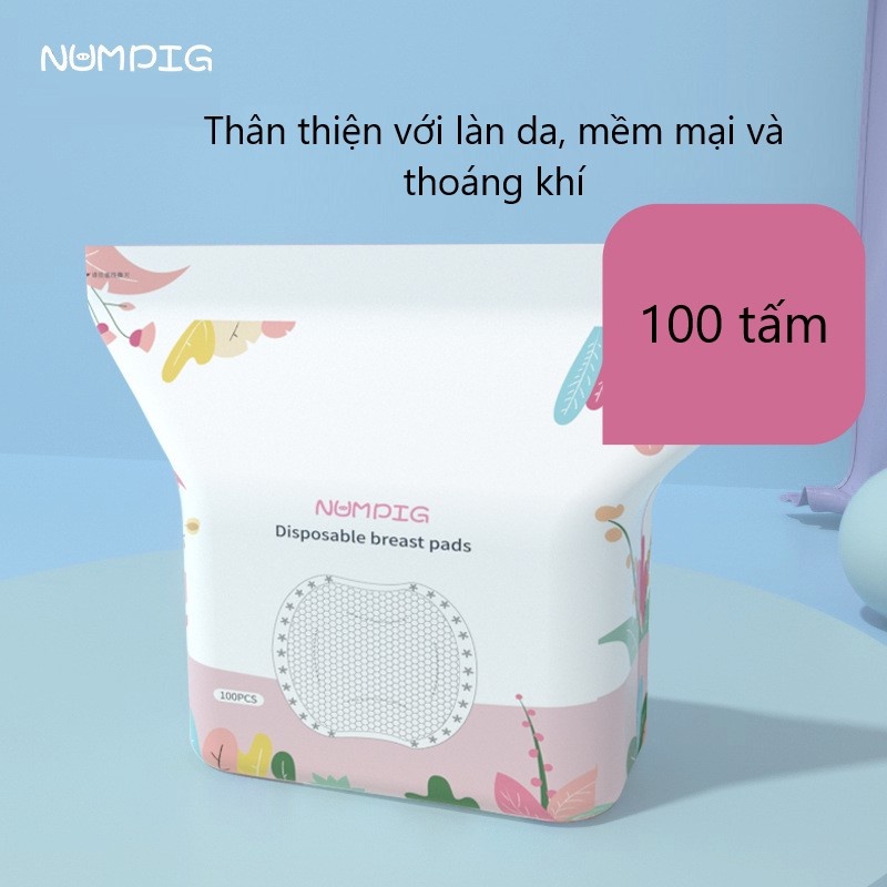 Miếng lót thấm sữa numpig bịch 100 miếng siêu chống thấm chống tràn an toàn tiết kiệm, megamom