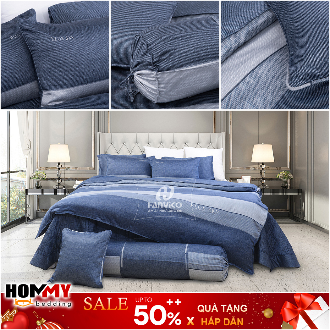 🍁 mẫu chăn ga gối 🍁 hanvico blue sky dlp190 vải cotton cao cấp