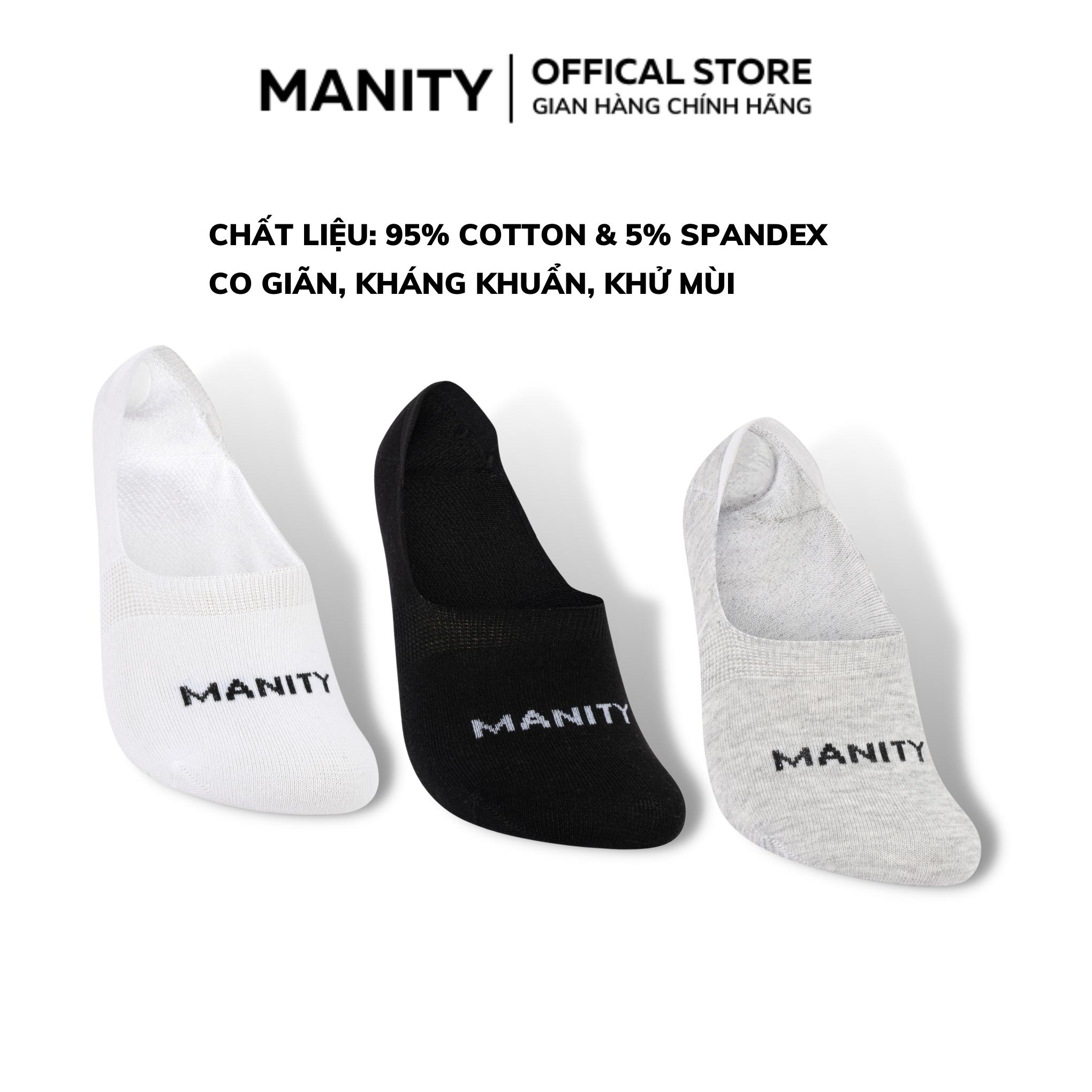Tất lười nam MANITY chính hãng đệm silicon chống tụt gót chất liệu cotton cao cấp 3 màu kháng khuẩn khử mùi TM001