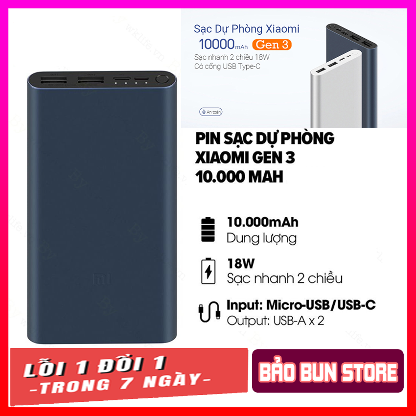 [Phiên Bản Sạc Nhanh ] Pin sạc dự phòng - Xiaomi 10000mAh Gen 3 Bản Sạc Nhanh 2019 – Xiaomi Mi 18W Fast Charge Power Bank