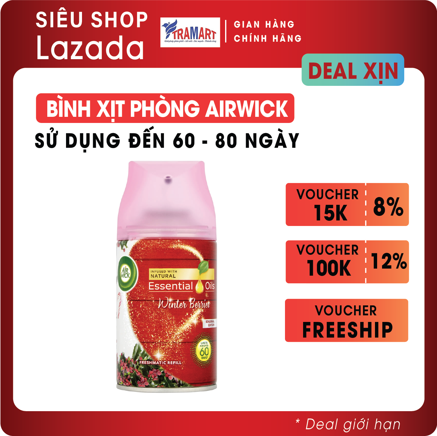 Bình xịt thơm phòng Airwick AWK1422 Winter Berries 250ml