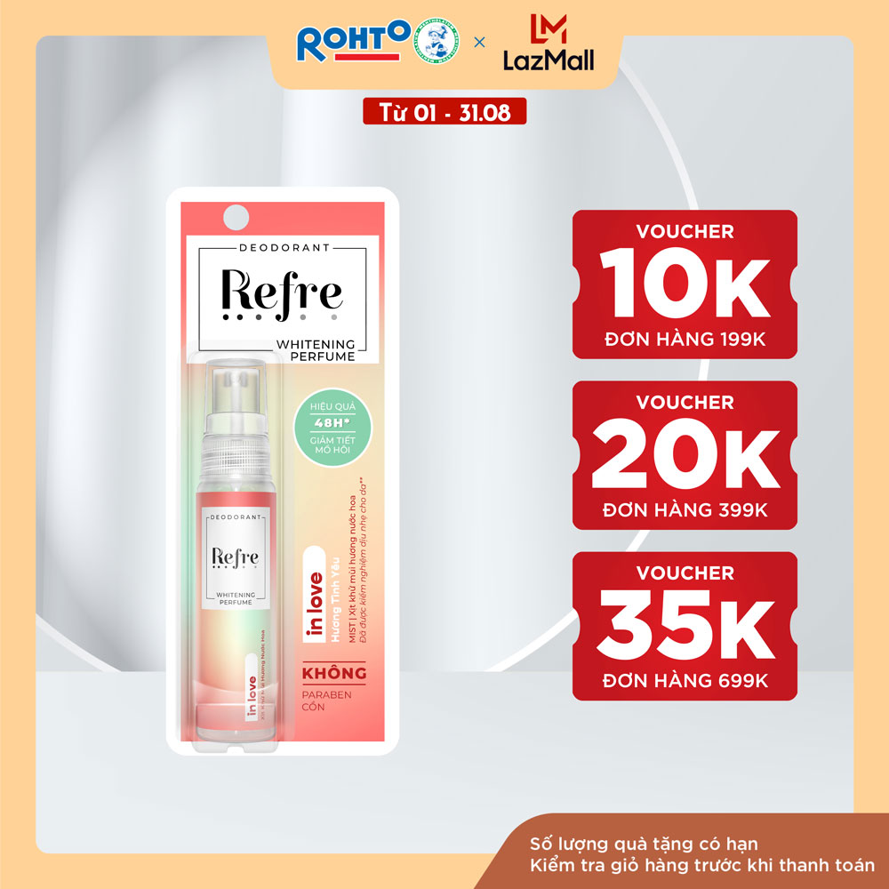 Xịt khử mùi dưỡng trắng hương nước hoa Refre Whitening Perfume In Love - Hương Tình Yêu 30ml