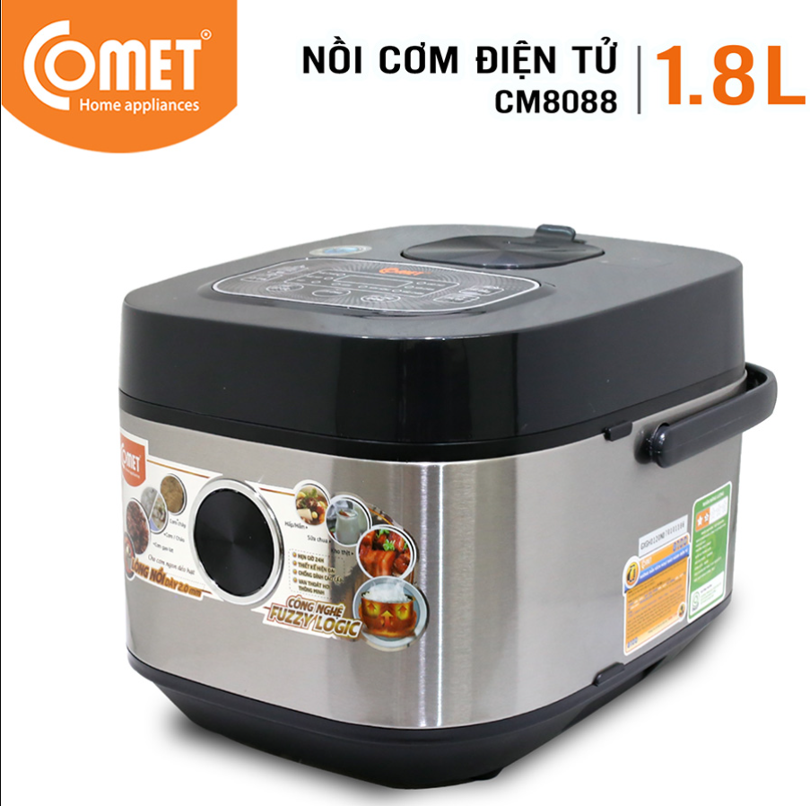 Nồi cơm điện Nắp gài hàn quốc,Nồi cơm điện tử cao cấp,Nồi cơm điện tử Comet CM8088 lòng niêu chống dính cực cao,Công nghê fuzzylogic,nhiều chế độ thông minh giữ cơm nóng cực ngon.