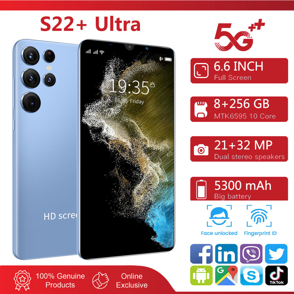 S22 + ultra-cheap Full HD 6.6 inch screen Big Memory 8 + 256 GB HD camera