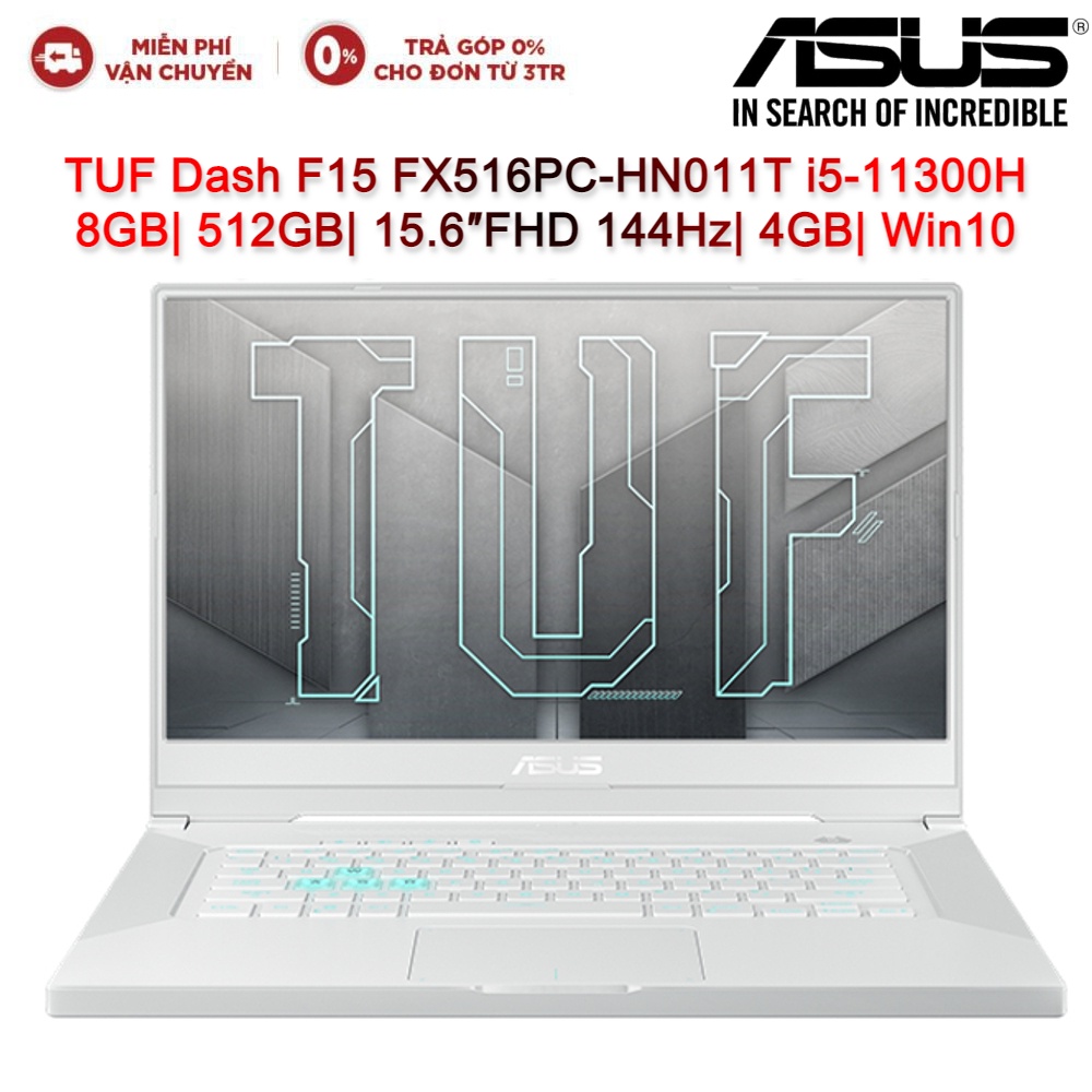 Laptop asus tuf dash f15 fx516pc-hn011t i5-11300h| 8gb| 512gb| 15.6″fhd 144hz| 4gb| win10