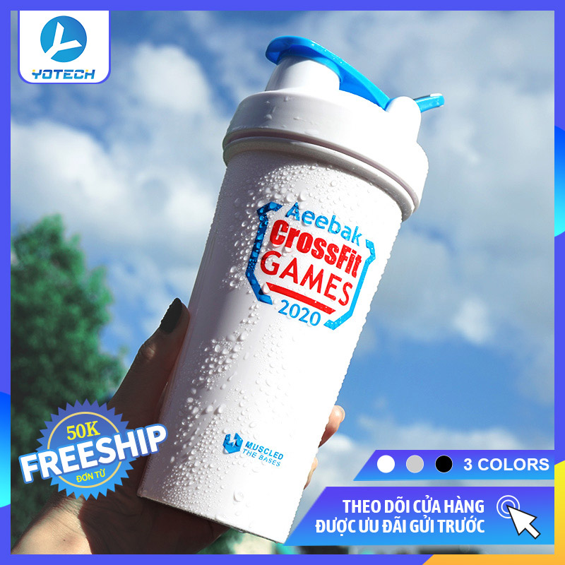 [Hot trend] Bình nước lắc thể thao Shaker dung tích lớn 600ML, bình nước tập gym, bình nước thể thao, bình lắc thể thao Shaker lò xo xoắn ốc bên trong, bình nước đa năng thể thao du lịch phượt thiết kế chống trượt