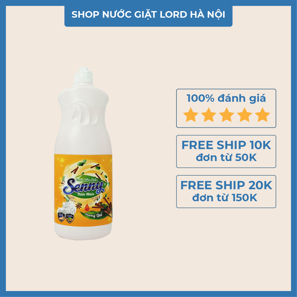Nước rửa chén bát hương quế Senny 750g sạch dầu mỡ, khử mùi tanh