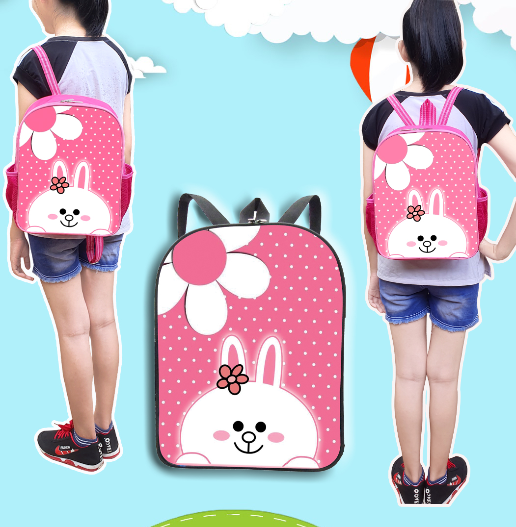 [HCM]Balo Giá Rẻ in Hình Thỏ Dễ Thương Dành Cho Bé Gái Đi Học mẫu Giáo Học Thêm Phiên Bản Màu Hồng