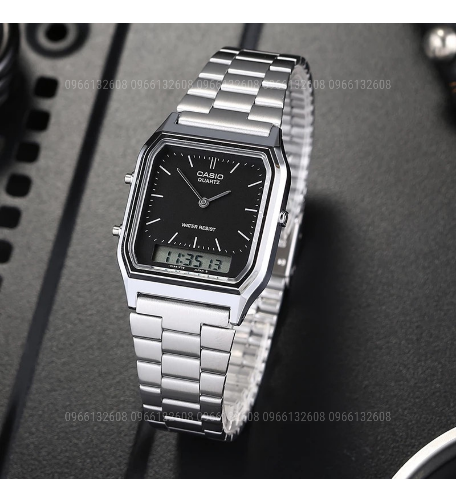 Đồng hồ casio AQ230 phong cách retro cực đẹp, chạy full kim, giờ điện tử, dây thép chống gỉ