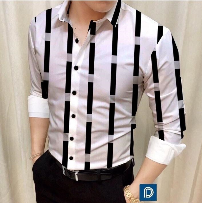 [HCM]áo sơ mi nam kẻ sọc đen trắng siêu phẩm giới trẻ