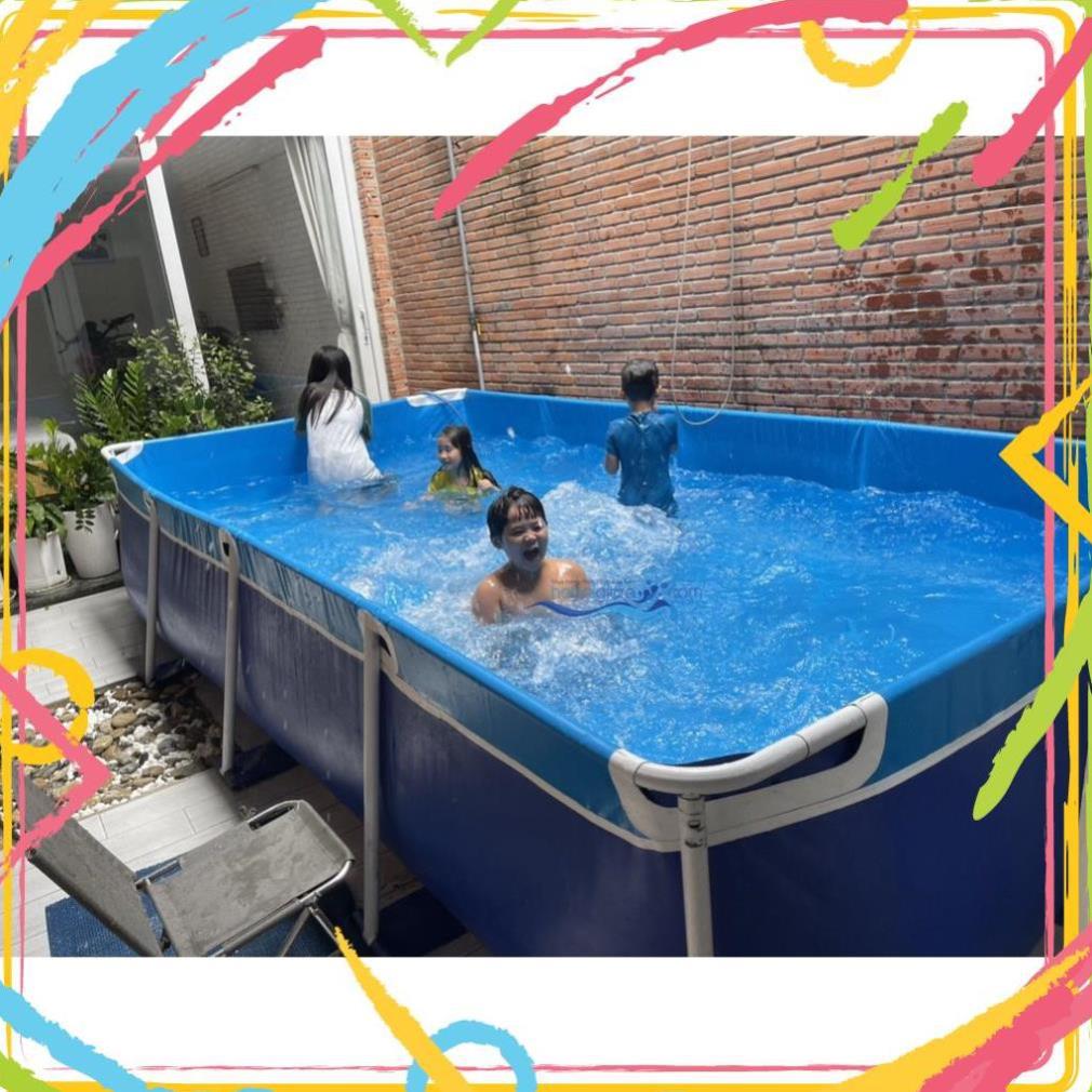 Bể bơi mini cho bé, bể bơi khung kim loại, bể bơi lắp ghép, bể bơi cho bé kích thước 1.6x1.6x0.6m