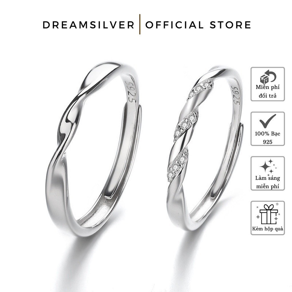 Nhẫn đôi bạc dreamsilver, nhẫn cặp my beloved chỉnh được size nd010