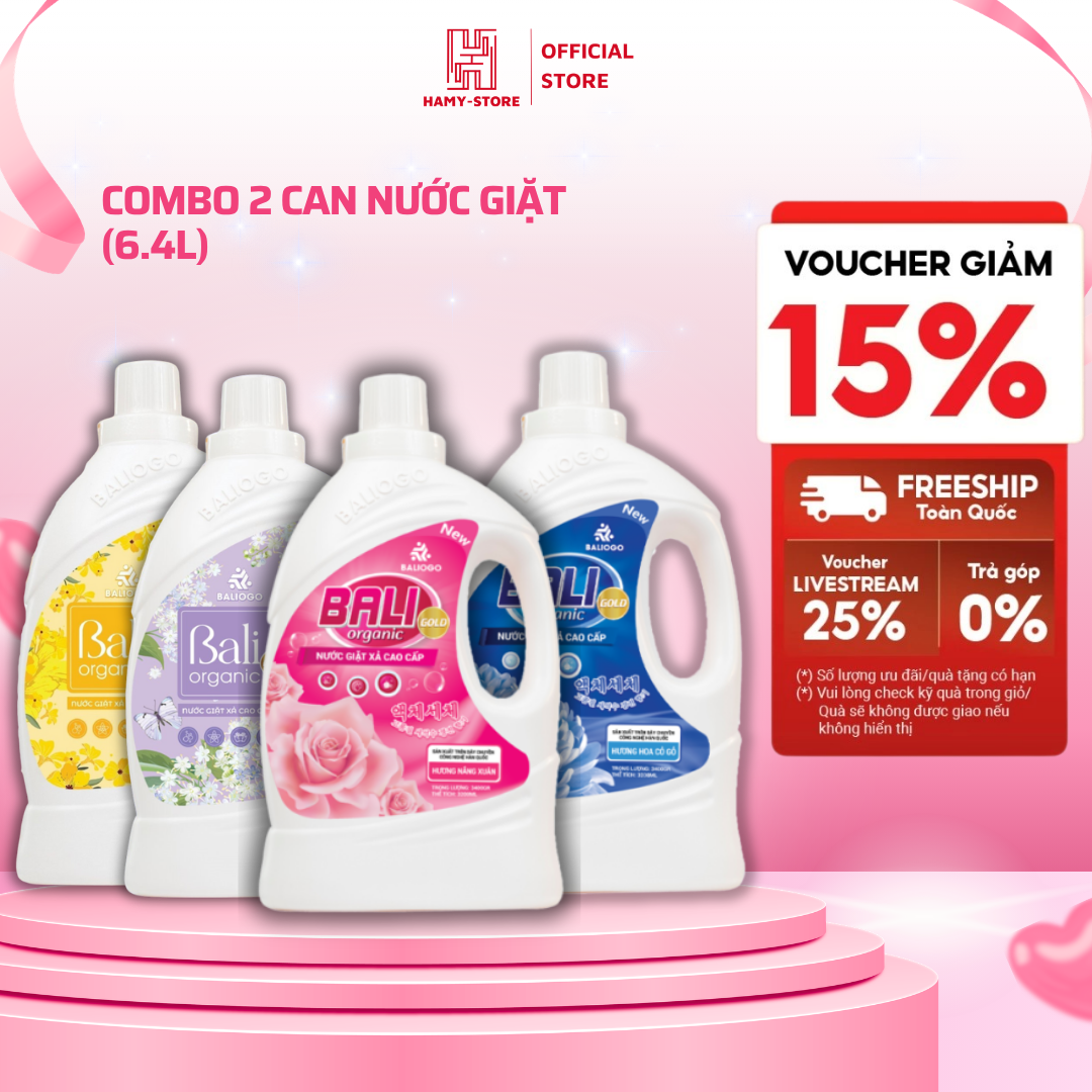 Bali Gold Organic Laundry Detergent 3.2 Liter (Combo of 2 Cans) Mild, Concentrated Fragrance, Long-Lasting Scent