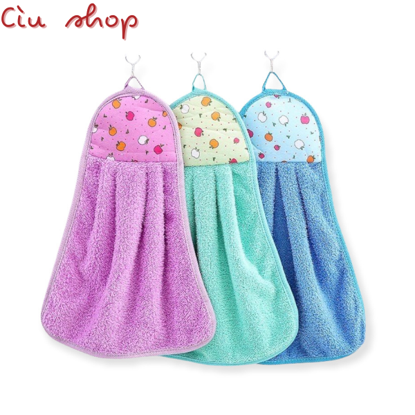 Khăn lau đa năng nhà bếp siêu thấm hút, khăn lau tay mềm mại có móc treo