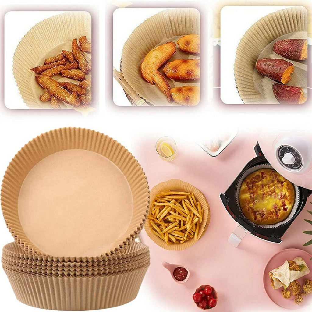 Giấy lót nồi chiên không dầu - Giấy nến lót nồi chiên không dầu làm bánh Combo 50 chiếc