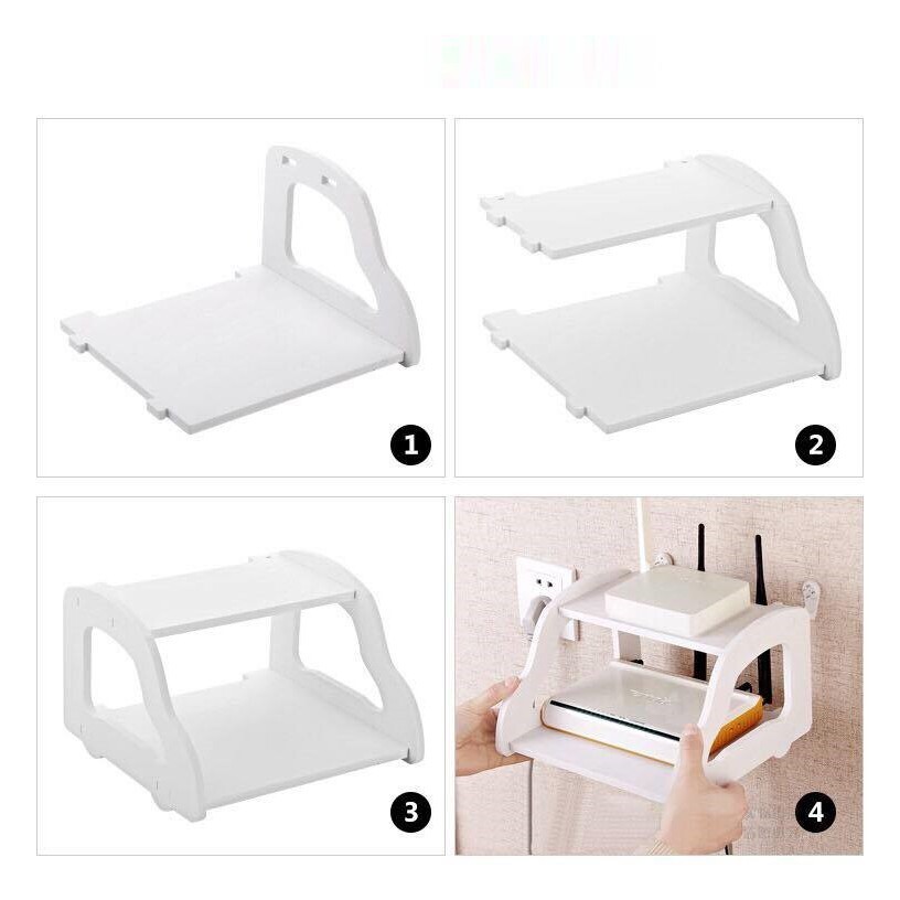 [HCM]Kệ Treo Tường Đựng Modem Wifi TV Box 2 Tầng Tiện Lợi (22x21x15cm)