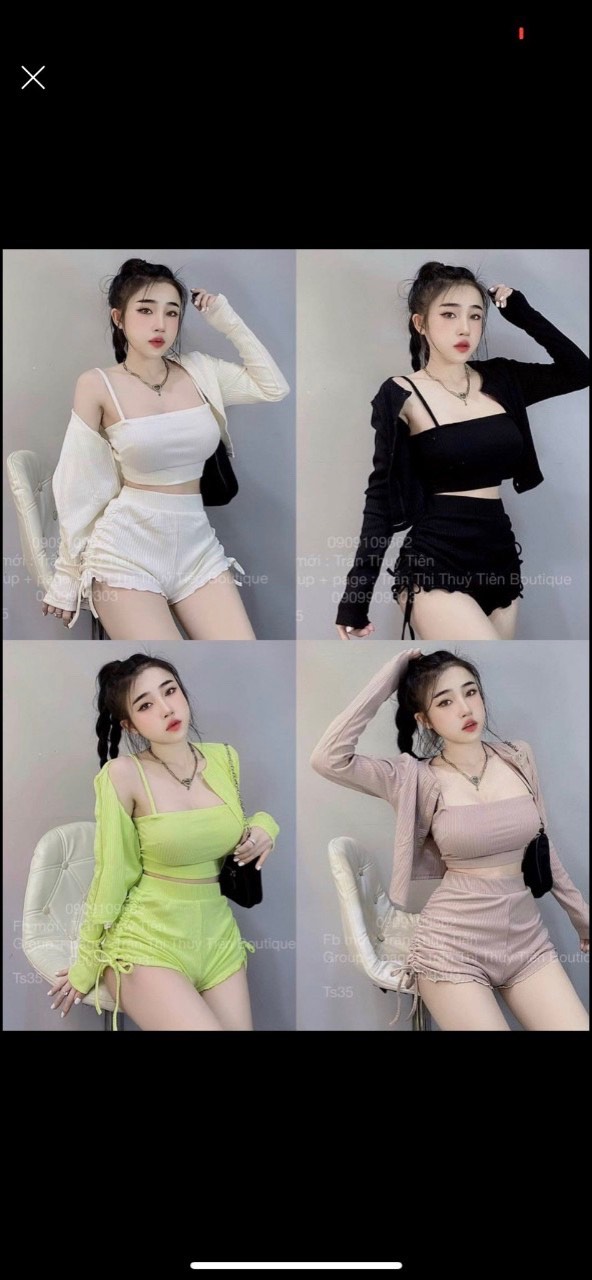 Set 3 món đi chơi nữ kiểu quần rút dây chất thun gân co giãn tốt, free size dưới 55kg