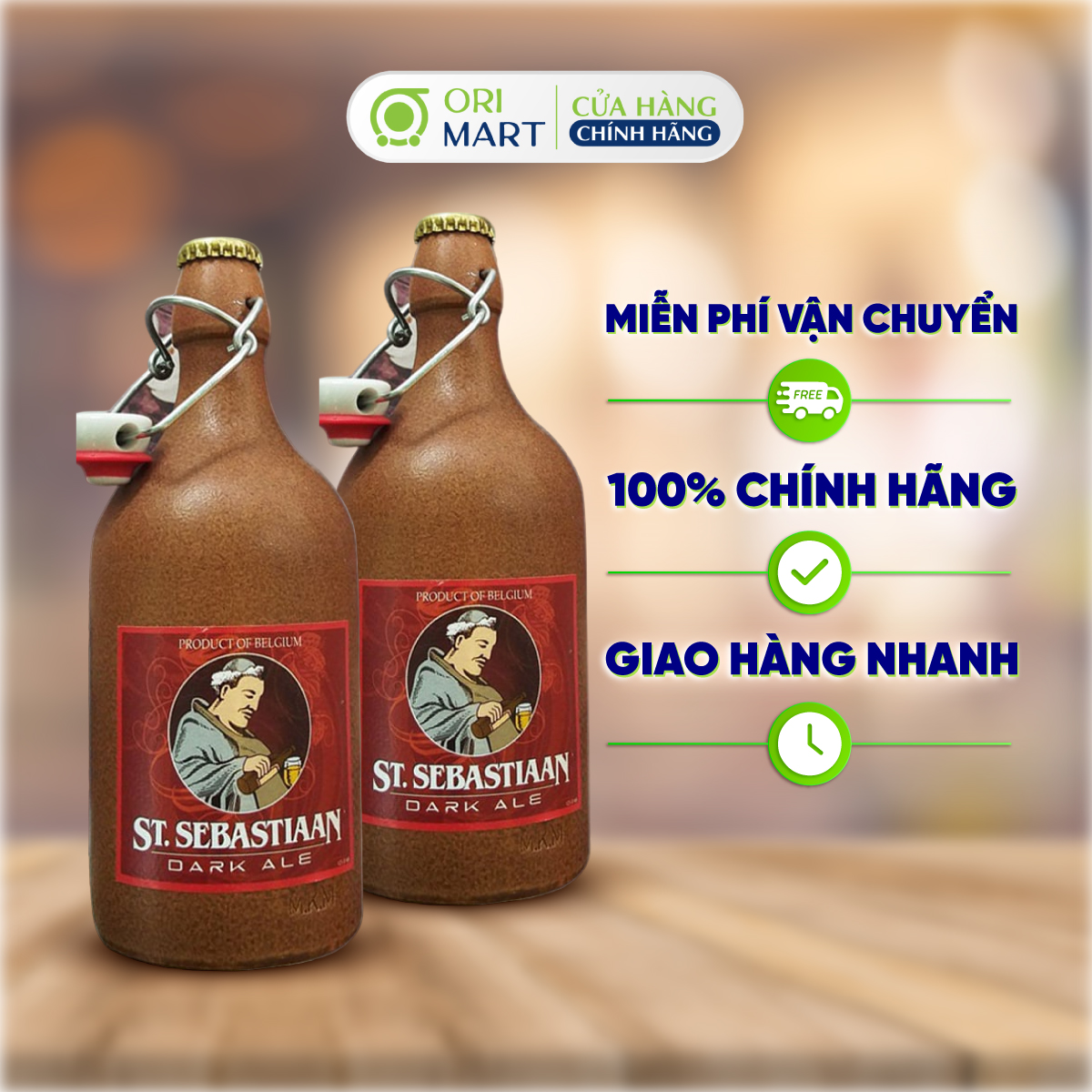 Combo 2 Bia Sứ Thầy Tu ST.SEBASTIAAN DARK Hương Vị Đậm Đà 500ml Nhập Khẩu Từ Bỉ ORIMART
