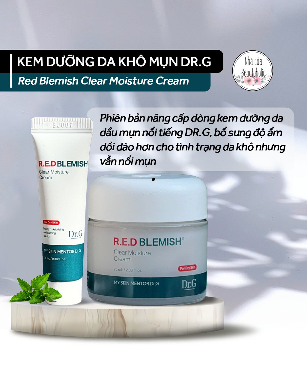 Kem dưỡng ẩm cho da khô nhạy cảm dr.g red blemish clear moisture cream