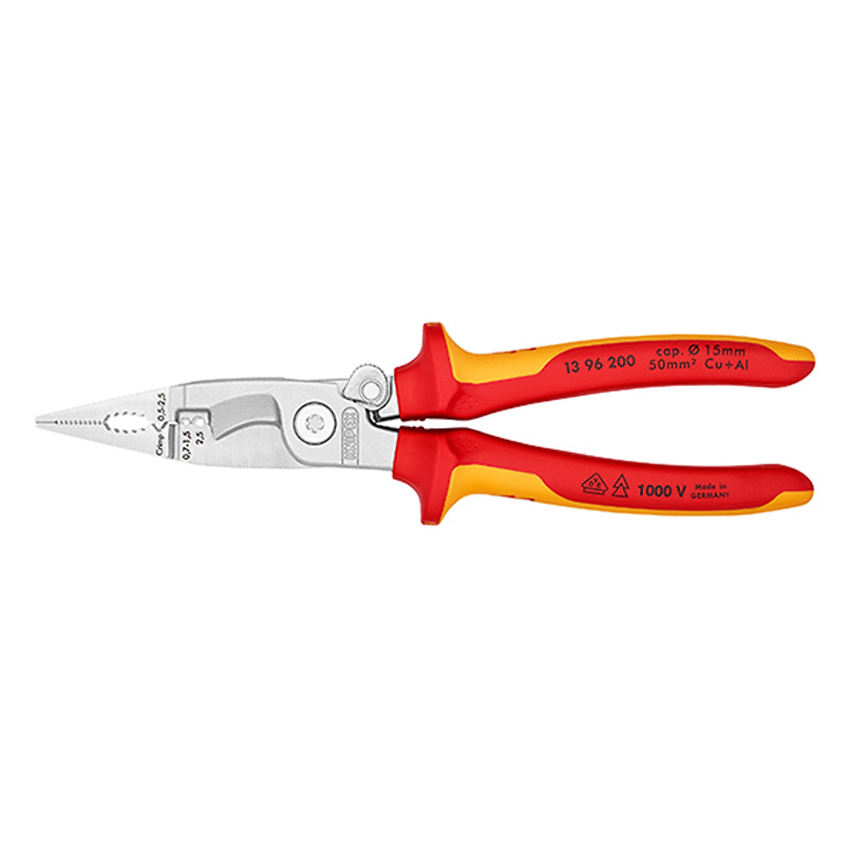 Kìm lắp điện đa năng knipex cách điện 1000v có lò xo, dài 200 mm 13 96 200 - hàng chính hãng 100% từ đức
