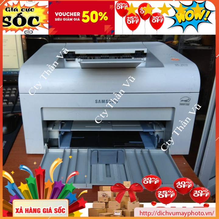 Máy in Laser đen trắng A4 Samsung ML 2010 cũ đẹp có in 2 mặt khi lật bằng tay thủ công tốc độ in nhanh bảo hành INECO
