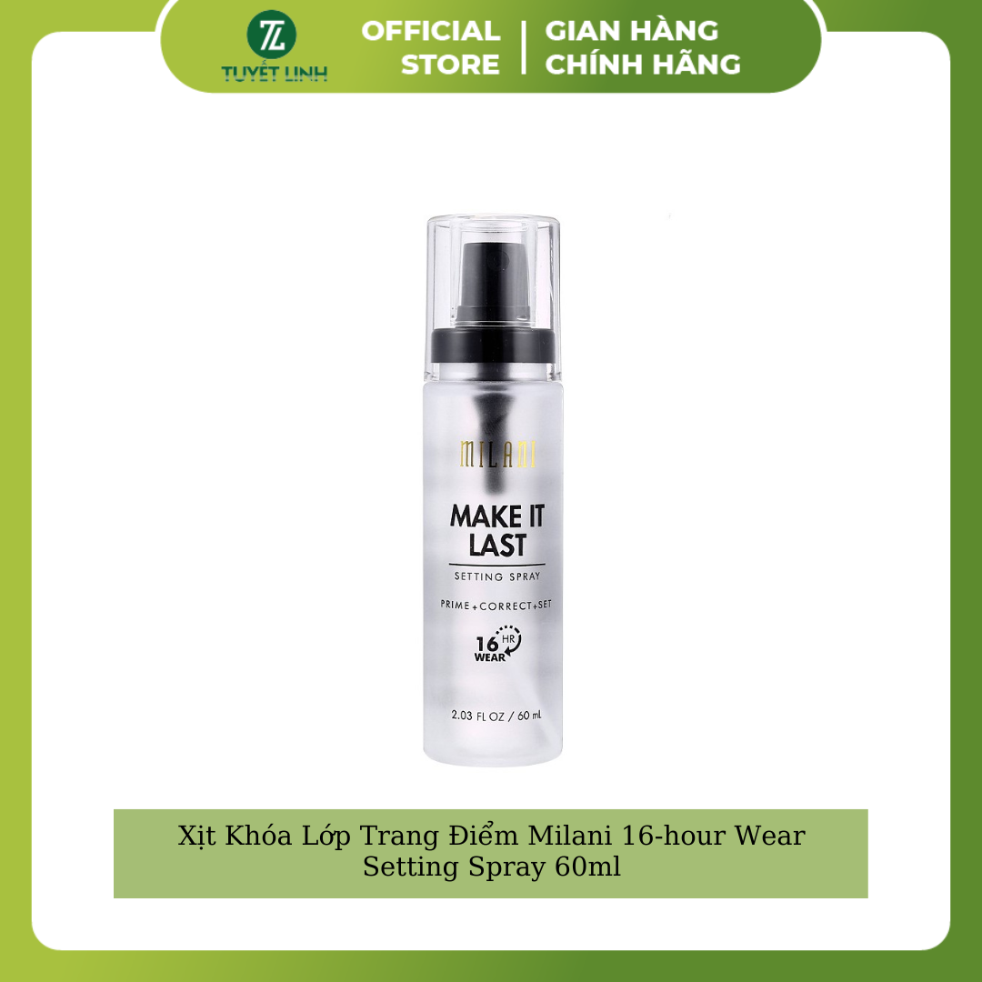 Xịt Khoáng Giữ Lớp Trang Điểm Không Trôi, Se Khít Lỗ Chân Lông Milani Make It Setting Spray 16h 60ml (100% USA)