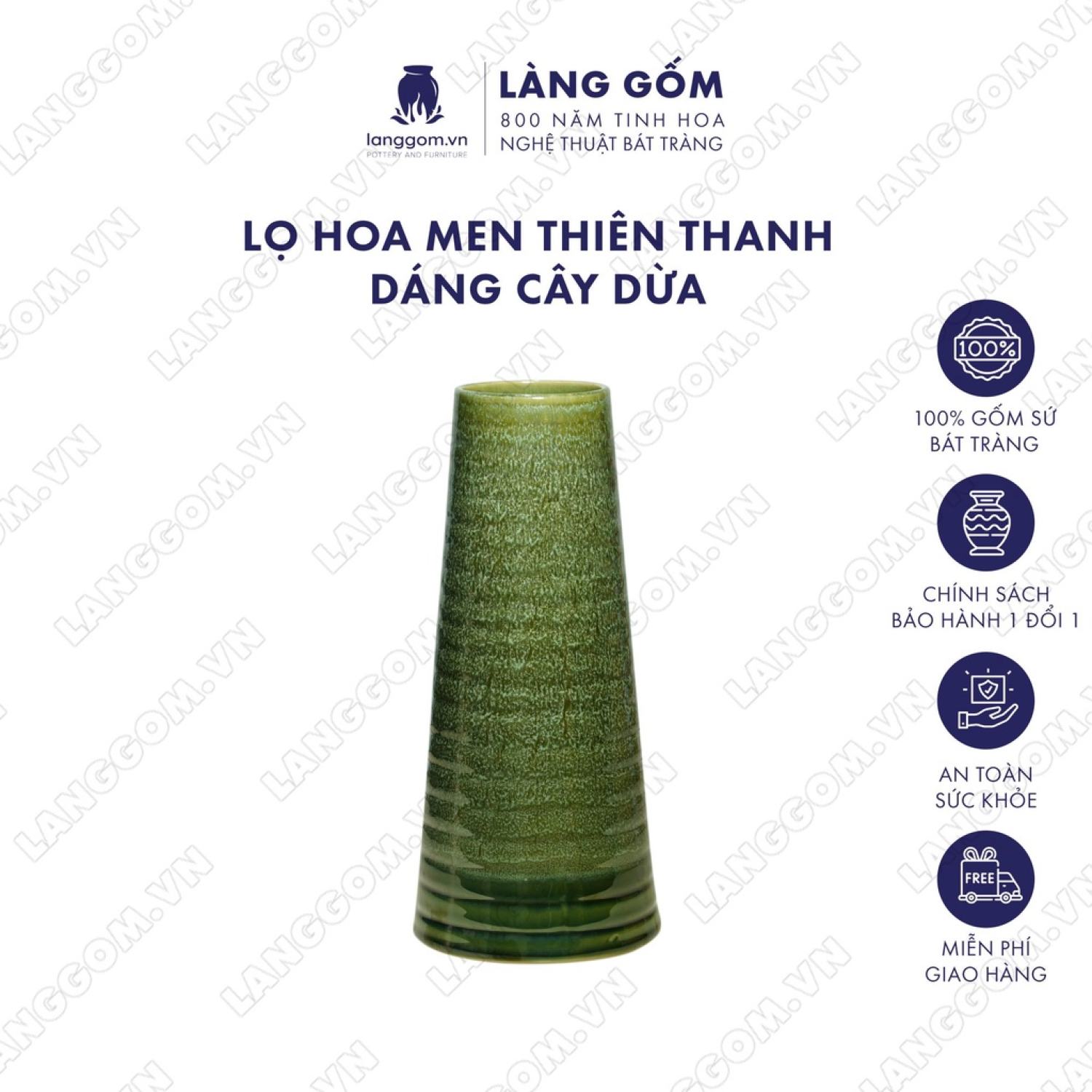 Bình hoa, lọ hoa Gốm sứ Bát Tràng cao cấp cây dừa dùng làm quà tặng, trang trí - Làng Gốm Bát Tràng
