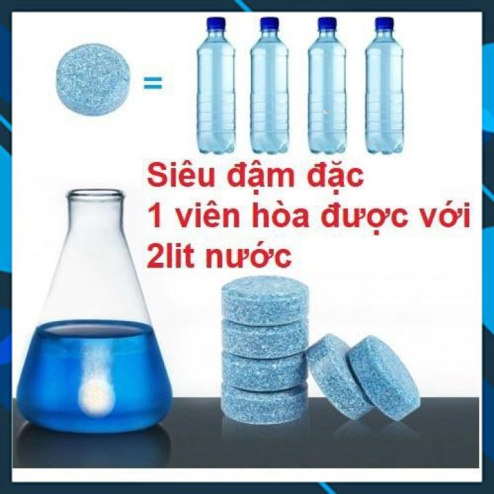 Combo 10 viên sủi rửa kính ô tô và kính trong nhà, siêu đậm đặc, rửa kính siêu sạch, không bọt, không cặn, an toàn cho xe