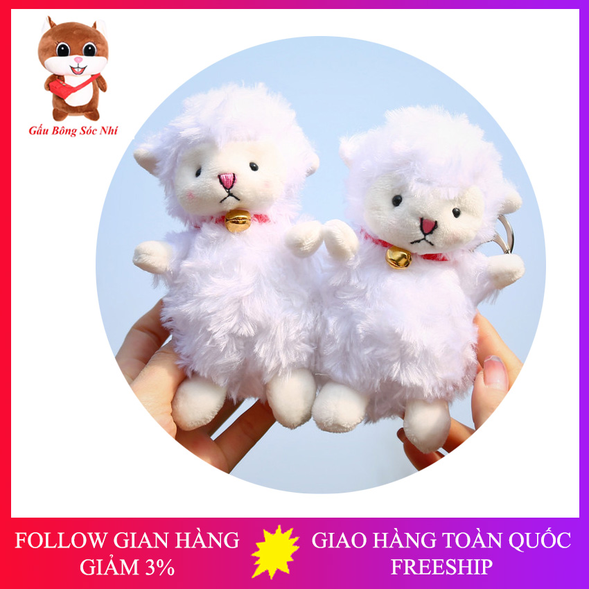 Móc khóa cừu bông, móc khóa hình cừu nhồi bông xinh xắn