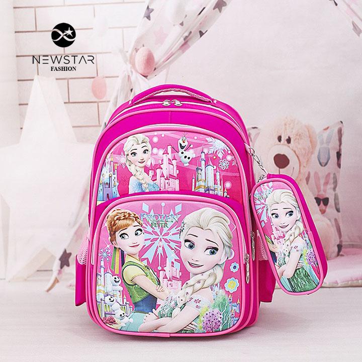 Balo đi trẻ em dáng hộp chống gù lưng cao cấp, Balo chống thấm, Ba lô Hình Siêu nhân, Ba Lô Hình Công Chúa, (Tặng set dụng cụ học tập Kèm túi ví đựng bút)