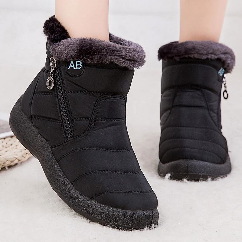 2022 Fashion Waterproof Snow Women Boots Fur Platform Boots Ladies Zipper