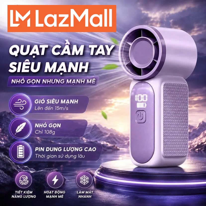 Hot ⚡ Flash Sale Japan Japanese Supermarket Lazmall Mini Portable Fan with Led Display X688 Super Compact Rechargeable Fan with Digital Led Screen and High-End Powerful Turbo Motor